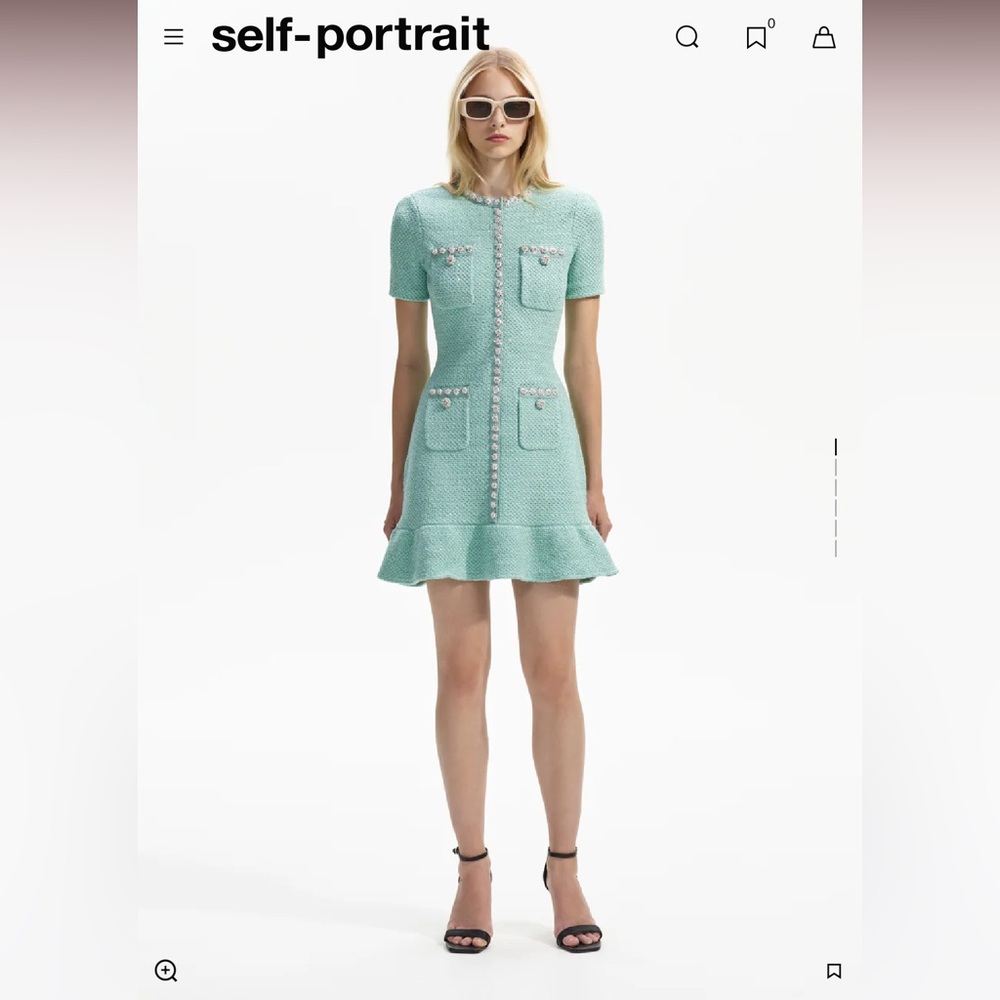 Self-Portrait Mint Sequin Knit Dress (size M)